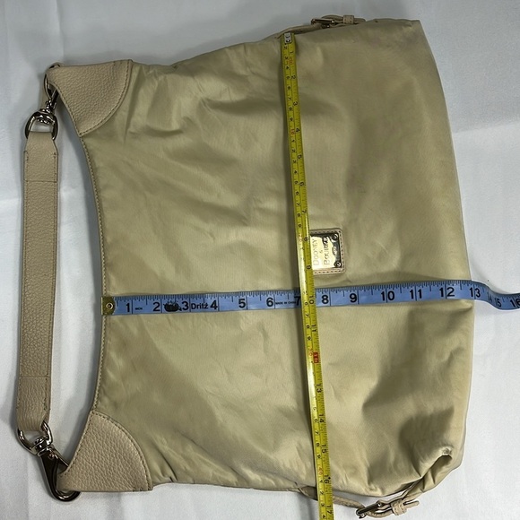 Dooney & Bourke Tan/Cream Hobo Satchel Bag, Nylon & Leather - Picture 8 of 16